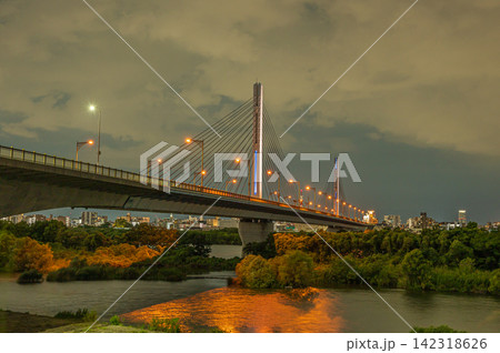 菅原城北大橋夜景 大阪市 菅原城北大橋夜景 大阪市 142318626