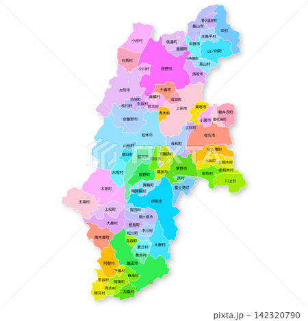 長野県と市町村の地図 長野県と市町村の地図 142320790