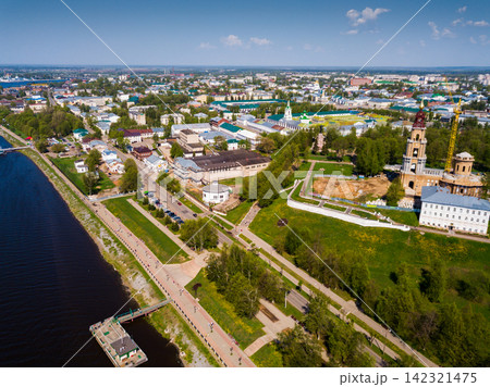 Aerial view of Kostroma with Kremlin Complex during reconstruction Aerial view of Kostroma with Kremlin Complex during reconstruction 142321475