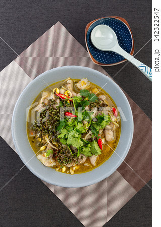 sichuan boiled fish fillet with rattan pepper green peppercorn and bean sprouts sichuan boiled fish fillet with rattan pepper green peppercorn and bean sprouts 142322547