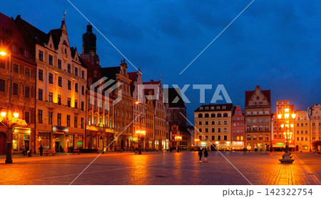 Evening view of the market square in the city of Wroclaw. Poland Evening view of the market square in the city of Wroclaw. Poland 142322754