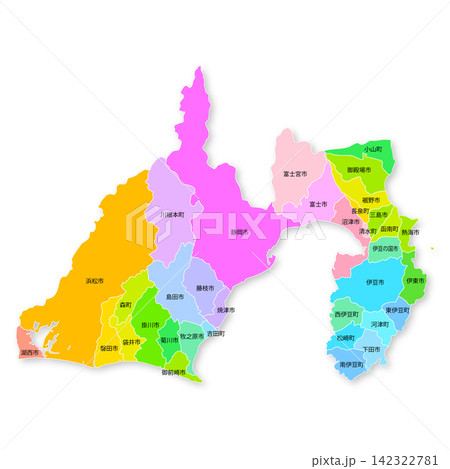 静岡県と市町村の地図 静岡県と市町村の地図 142322781