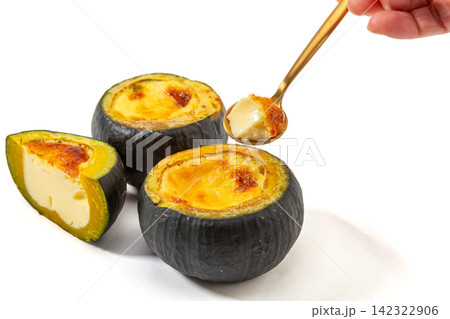 baked Pumpkin Custard Pudding Stuffed in Mini Kabocha baked Pumpkin Custard Pudding Stuffed in Mini Kabocha 142322906