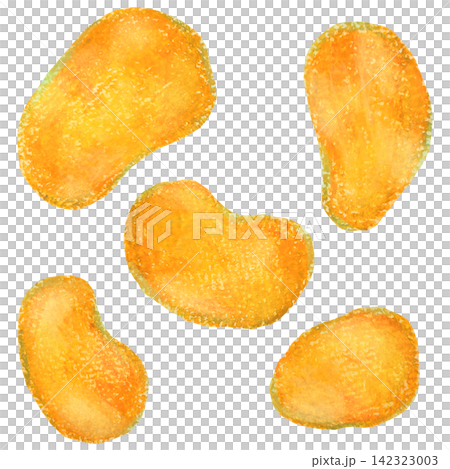 Potato chip illustration, oil pastel painting Potato chip illustration, oil pastel painting 142323003