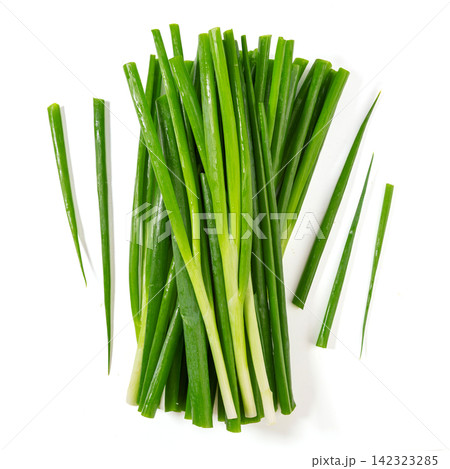 fresh Green Spring Onions Scallions Close-up on White Background fresh Green Spring Onions Scallions Close-up on White Background 142323285