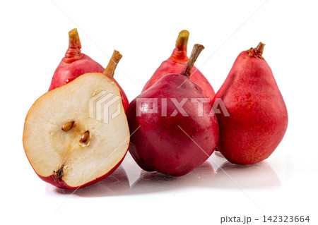 whole and Half Cut Red Bartlett Pears whole and Half Cut Red Bartlett Pears 142323664