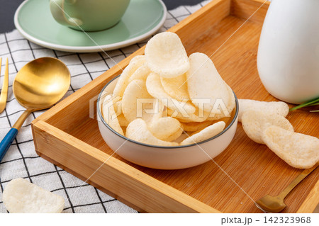 heap of Truffle Seasoned Puffed Shrimp Chips 142323968