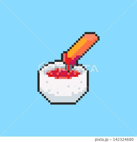 Pixel art French Fries in a Cup game asset design 142324680