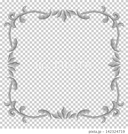 [Classical Decorated Frame] Hand-Embroidered Illustration Material 142324719