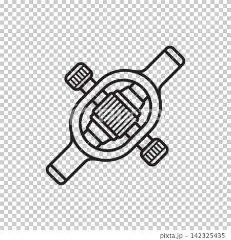 Minimalist line art icon of a swivel knife with finger yoke for carving intricate leather designs. Minimalist line art icon of a swivel knife with finger yoke for carving intricate leather designs. 142325435