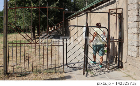 steel cage on the street 142325718