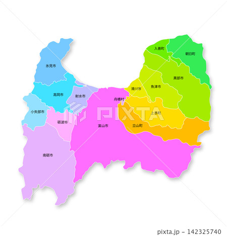 富山県と市町村の地図 富山県と市町村の地図 142325740