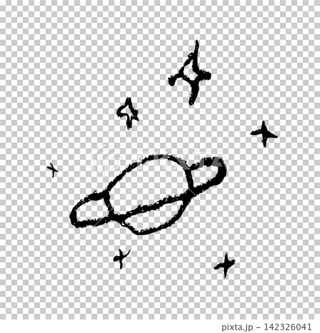 惑星と星のモノクロ手描き線画 惑星と星のモノクロ手描き線画 142326041