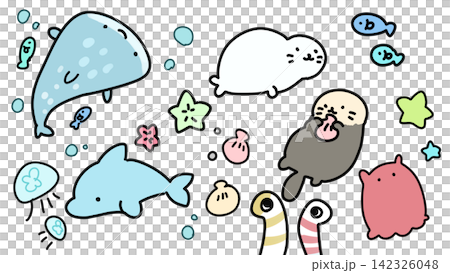 可愛的海洋生物插圖集 可愛的海洋生物插圖集 142326048
