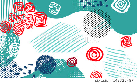 Abstract beautiful cheerful cute background. Bright banner. Hand drawn. Not AI, vector illustration Abstract beautiful cheerful cute background. Bright banner. Hand drawn. Not AI, vector illustration 142326487