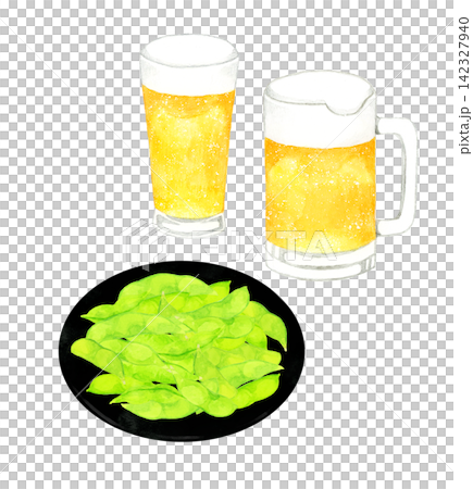 啤酒和毛豆 - 手繪水彩插畫素材 啤酒和毛豆 - 手繪水彩插畫素材 142327940