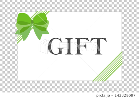 Gift card with a green ribbon and a cute bow frame. Perfect for presents and messages. Gift card with a green ribbon and a cute bow frame. Perfect for presents and messages. 142329097