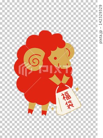 一幅紅色綿羊抱著福袋的扁平化插畫,非常適合作為新年卡片。 一幅紅色綿羊抱著福袋的扁平化插畫,非常適合作為新年卡片。 142329329