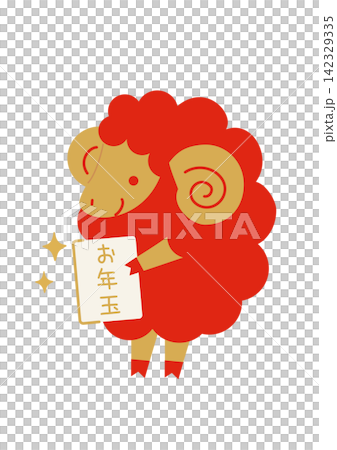 A flat illustration of a red sheep holding a New Year's money card, perfect for New Year's greetings. A flat illustration of a red sheep holding a New Year's money card, perfect for New Year's greetings. 142329335