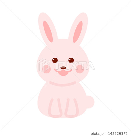 かわいいウサギのアイコン(線画 カラー) かわいいウサギのアイコン(線画 カラー) 142329573