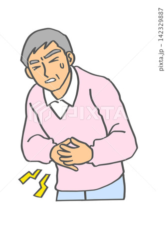腹部に痛みのある中高年男性 142329887