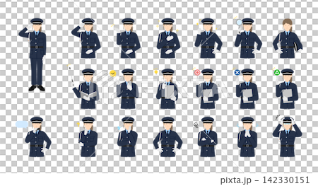一組身著制服的保全公司女保全人員圖示(向量圖素材) 一組身著制服的保全公司女保全人員圖示(向量圖素材) 142330151