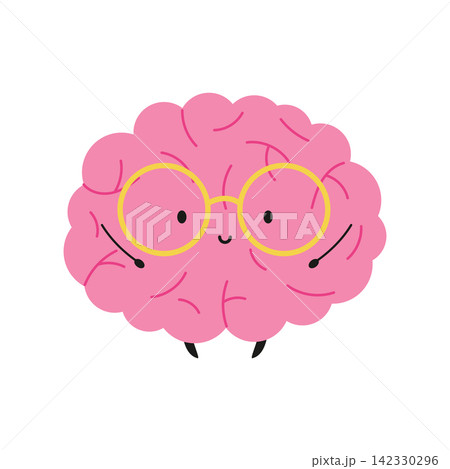 Vector illustration of a funny brain in glasses Vector illustration of a funny brain in glasses 142330296