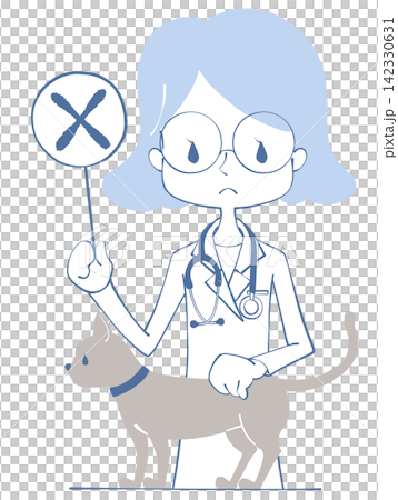 An illustration of a veterinarian examining a cat while holding an "X" sign. An illustration of a veterinarian examining a cat while holding an "X" sign. 142330631