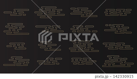 Set of chinese cloud icon. Set of japanese cloud. China ornament. Asian clouds. Decorative elements for design. Vector illustration 142330915