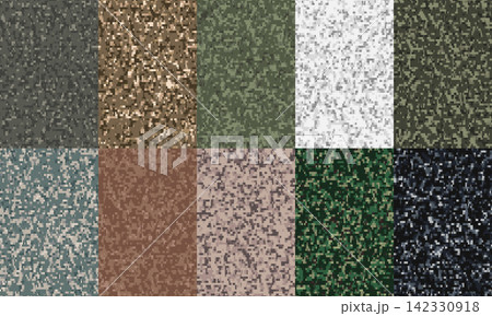 Set of camouflage backgrounds. Collection military and army camouflage pattern. Abstract military or hunting camouflage background. Vector illustration Set of camouflage backgrounds. Collection military and army camouflage pattern. Abstract military or hunting camouflage background. Vector illustration 142330918