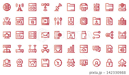 Internet technology set icons. Set icon in outline gradient style. Internet technology symbols. Vector illustration Internet technology set icons. Set icon in outline gradient style. Internet technology symbols. Vector illustration 142330988