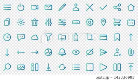 User Interface set icons. Set icon in outline gradient style. User Interface symbols. Vector illustration 142330993