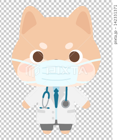 An illustration of a Shiba Inu veterinarian wearing a mask. An illustration of a Shiba Inu veterinarian wearing a mask. 142331371