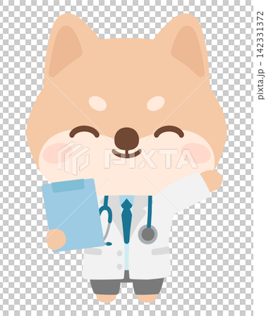 An illustration of a Shiba Inu veterinarian guiding patients with medical charts. An illustration of a Shiba Inu veterinarian guiding patients with medical charts. 142331372