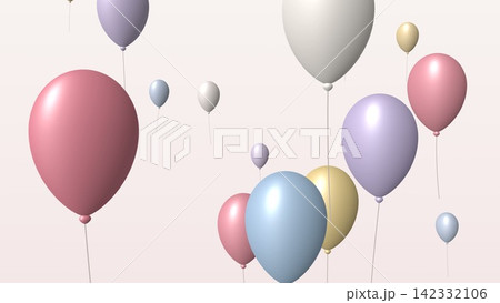 パステルカラーの風船が浮かぶ明るい誕生日の背景 142332106