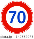 最高速度70km/hの道路標識アイコン 142332973