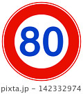最高速度80km/hの道路標識アイコン 142332974