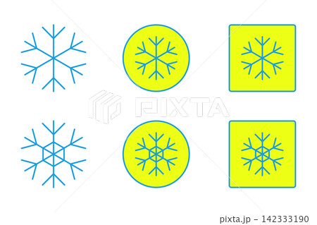 青い線で描かれたシンプルな雪の結晶アイコンセット 青い線で描かれたシンプルな雪の結晶アイコンセット 142333190