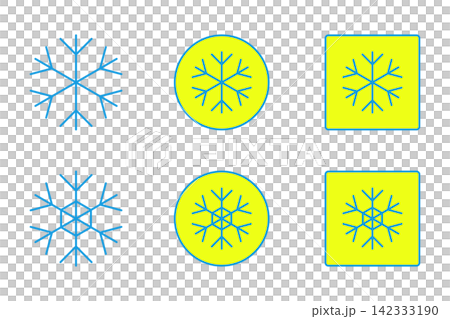 青い線で描かれたシンプルな雪の結晶アイコンセット 青い線で描かれたシンプルな雪の結晶アイコンセット 142333190