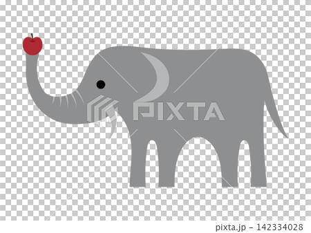 鼻でりんごを持ち上げる象のイラスト 鼻でりんごを持ち上げる象のイラスト 142334028