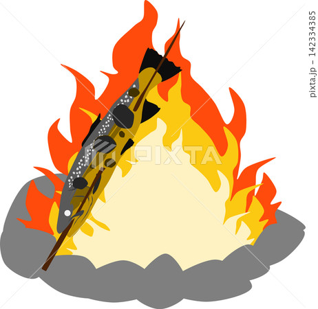 ニジマスの塩焼きのイラスト ニジマスの塩焼きのイラスト 142334385