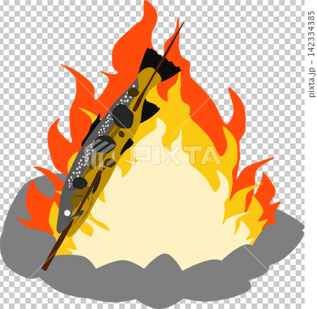 ニジマスの塩焼きのイラスト ニジマスの塩焼きのイラスト 142334385