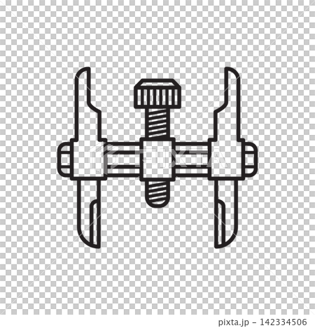 Minimalist line art icon of an adjustable stitching groover used for scoring stitching channels. Minimalist line art icon of an adjustable stitching groover used for scoring stitching channels. 142334506
