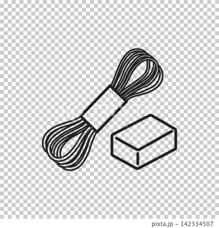 Minimalist line art icon of a colorful skein of waxed thread paired with a beeswax block.
Minimalist line art icon of a colorful skein of waxed thread paired with a beeswax block.
142334507