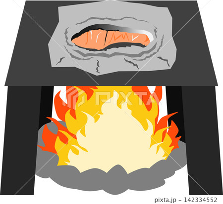 鮭のホイル焼きのイラスト 鮭のホイル焼きのイラスト 142334552
