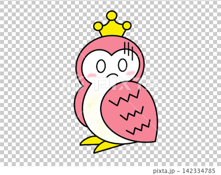 A happy owl wearing a crown, with a troubled expression. A happy owl wearing a crown, with a troubled expression. 142334785