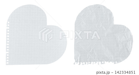 Set of Notebook sheets shaped in a heart form, isolated on transparent background. Ideal for creative, love, stationery, and craft designs 142334851