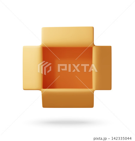 Open cardboard box top view 3d Open cardboard box top view 3d 142335044