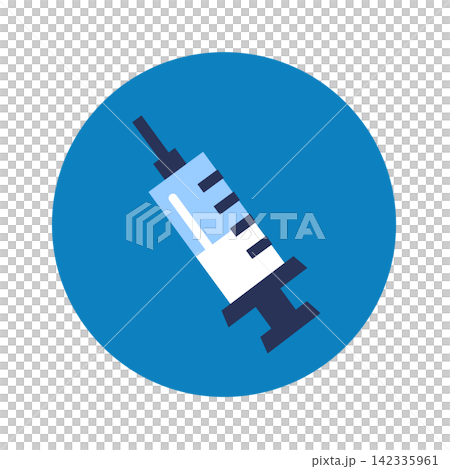 Simple syringe icon, blue. 142335961