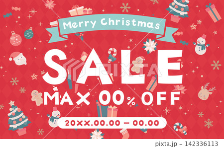 たくさんのクリスマスモチーフのクリスマスセールテンプレート3_横 たくさんのクリスマスモチーフのクリスマスセールテンプレート3_横 142336113